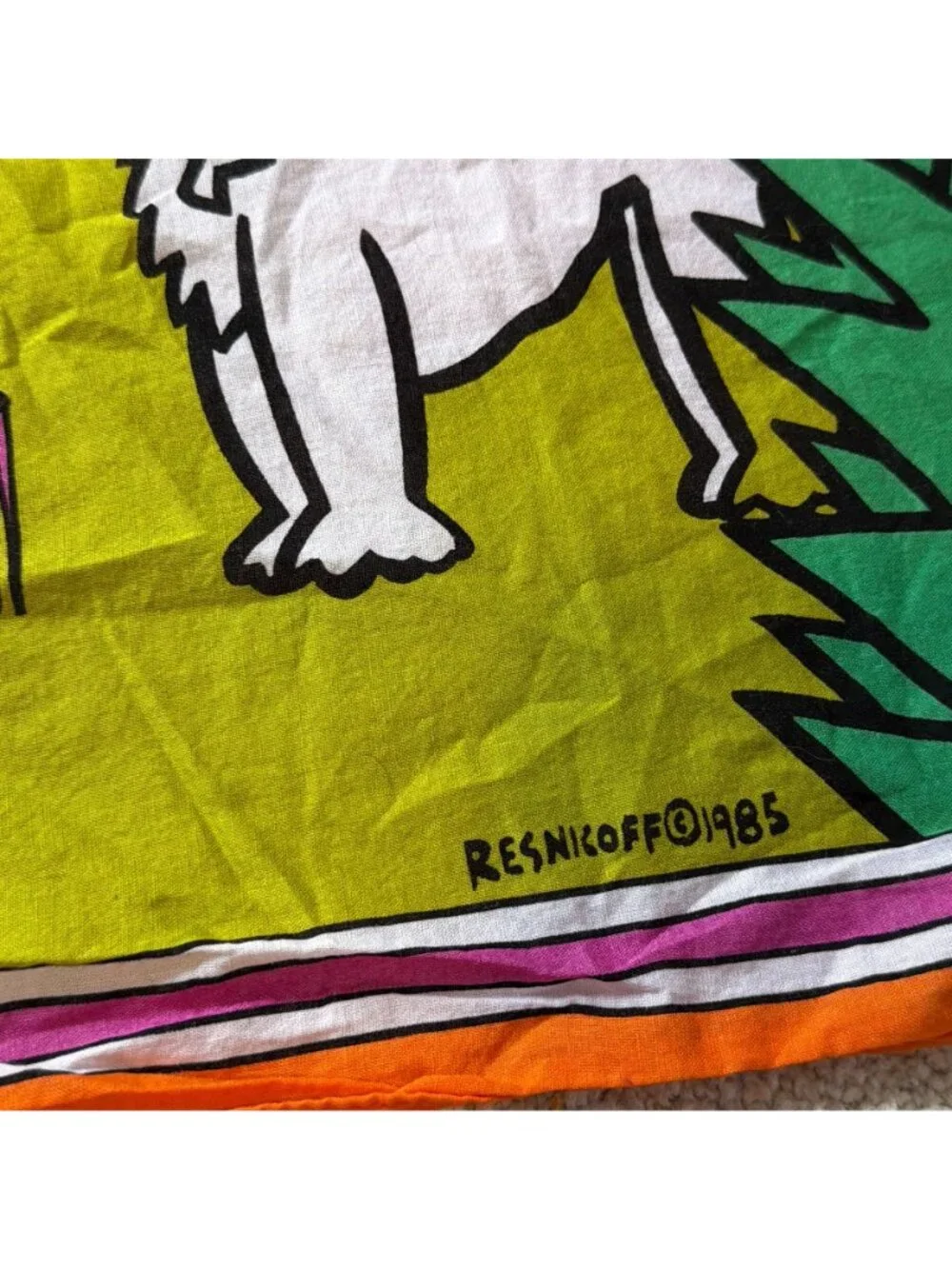 Vintage Esprit Scarf Resnicoff 1985 Beach Pop Art Cotton Bandana Handkerchief 25